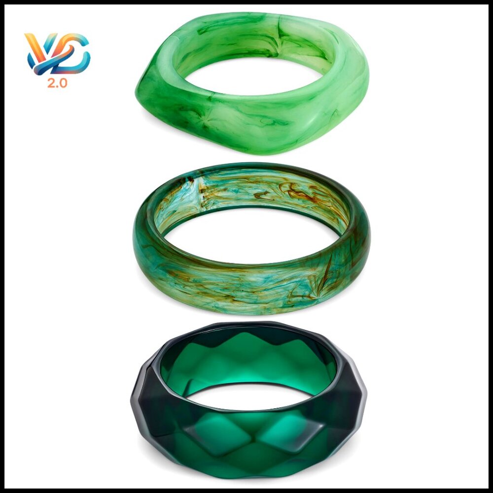 Chunky Geometric Acrylic Resin Bangle Bracelets Set Punk Statement Wristbands